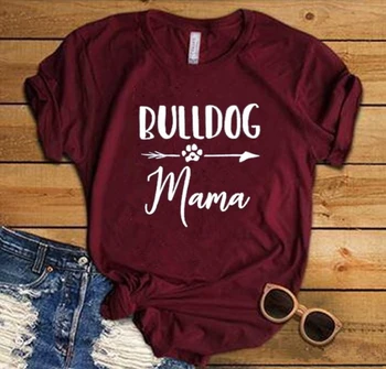 Buldog Mama Tričko Mama Život Písmená Tlačené Ženy O-Krku Bežné Zábavné Buldog Milenca T-Shirt grafické roztomilý tees vintage topy - L001