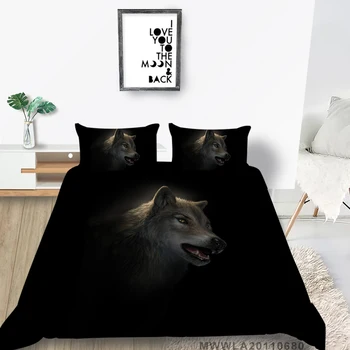 Bytový Textil 3D Luxus posteľná bielizeň Nastaviť Vlk Dizajn King Size Perinu Nastaviť Kráľovná Full Double Jedno Zviera Posteľ Nastaviť Hotsale
