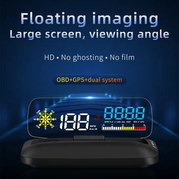C5 OBD2 HUD Zrkadlo Auto Head Up Displej GPS Navigácie, Digitálne Rýchlosť Projektor Bezpečnostný Alarm Olej Temp Tlak Veľké scren
