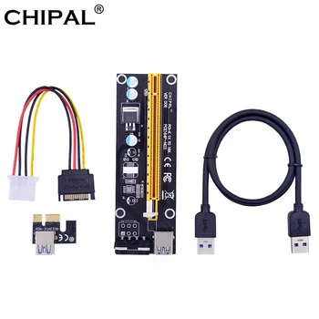 CHIPAL 100ks 60 CM VER006 PCI-E 1X až 16X Stúpačky Karty PCIE Extender + USB 3.0 Kábel / sieťový Kábel STAROSTLIVOSTI BCD BTC Ťažba