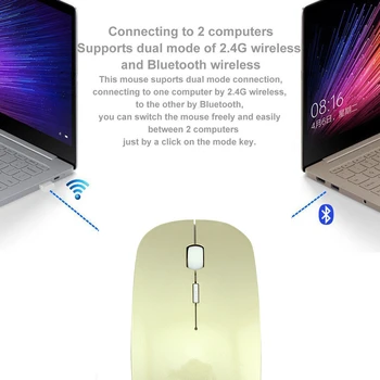 CHUYI Bezdrôtovej Myši Počítač, Bluetooth 5.1 USB 2.4 Nabíjateľná Mause Tichý Myši na Notebook RGB Ergonomické Myši Wireless
