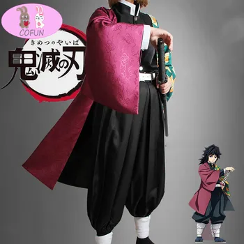 COFUN Anime!Démon Vrah Kimetsu č Yaiba Tomioka Giyuu Cosplay Kostým Kimono Jednotné Halloween Oblek Pre Ženy Muži Nové
