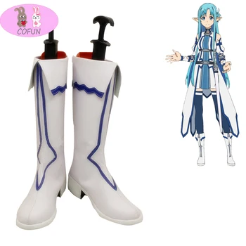 COFUN Sword Art Online Yuuki Asuna Cosplay Topánky Biele Topánky na Zákazku