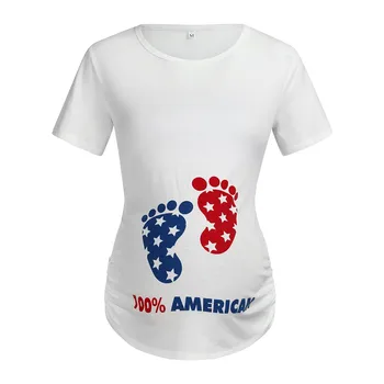 Camiseta Lactancia Tehotenstva Košele Materskej T-shirt Americkej Vlajky Materskej Krátky Rukáv Hviezdy Písmeno T-shirt Tehotné Topy