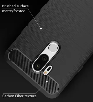Carbon Fiber Prípade Pre LG G7 Kartáčovaný TPU Silikónové Matný Matný Chránič Kryt