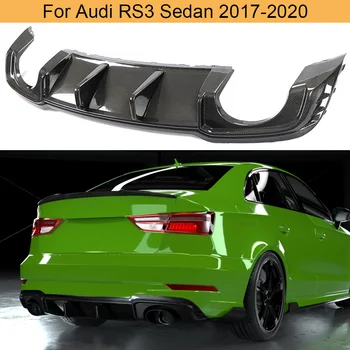 Carbon Fiber Zadný Nárazník Difúzor Pery Spojler Na Audi RS3 2017 - 2020 Auto Zadný Nárazník Difúzor Pery Spiler Protector