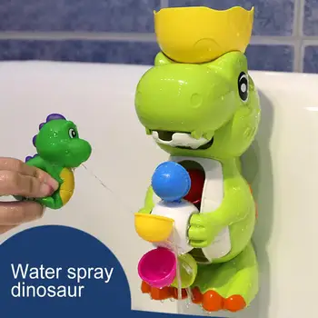 Cartoon Dinosaura Vodné Koleso Pískacie Postrekovač Lopatka Interaktívny Baby Kúpeľ Hračka