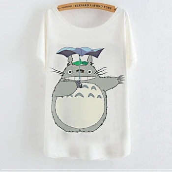 Cartoon Totoro T Shirt Lete Ženy Bežné Krátke Batwing Rukáv Topy Tee Totoro Vzor TShirts