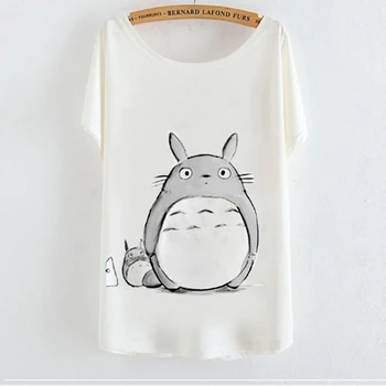 Cartoon Totoro T Shirt Lete Ženy Bežné Krátke Batwing Rukáv Topy Tee Totoro Vzor TShirts
