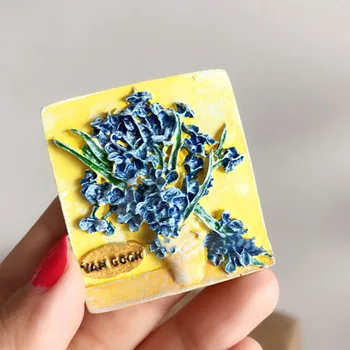 Cartoon Van Gogh Živice Chladnička Vložiť Chladnička Magnet Magnetické Vložiť Slávny obraz 3D Chladnička Dekor Kolekcia Dary