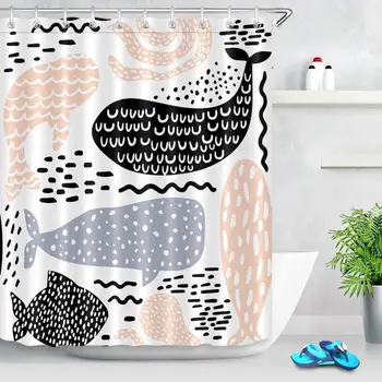 Cartoon Veľryba Tlač Nepremokavé Sprchové Závesy Moderné Kúpele Obrazovka Polyester Tkaniny, Záclony pre Kúpeľňa Dieťa Miestnosti Dekorácie