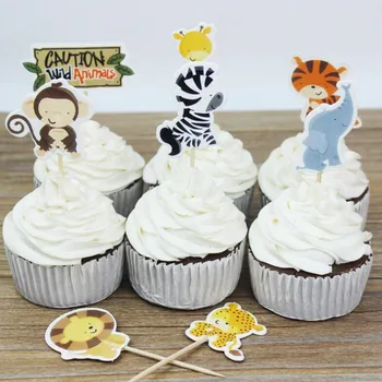 Cartoon Zoo Jungle Zvierat Cupcake Vňaťou Deti, Chlapci, Dievčatá, Baby, Sprcha Narodeninovú Tortu Zdobenie Party, narodeniny, svadba