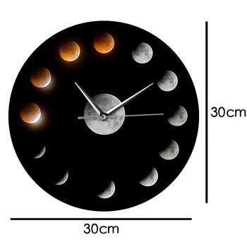 Celková Lunar Eclipse Fáz Mesiaca Nástenné Hodiny Vesmíru Lunárny Cyklus Domova Hodiny Super Mesiac na Oblohe Hodiny