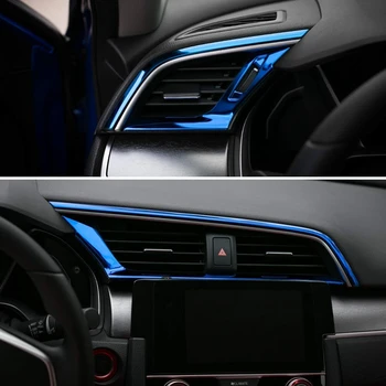Centrálne Riadenie výstupu Vzduchu Dekorácie Kryt Výbava Nálepky z Nerezovej Ocele pre 10. Gen Honda Civic 2019 2018 2017 2016, Modrá