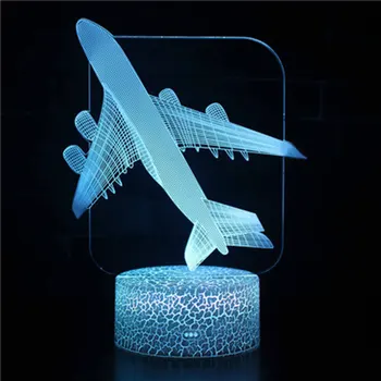 Cestujúci lietadla, téma 3D Lampa LED nočné svetlo 7 Farieb Zmeniť Dotyk Náladu Lampa Vianočný darček Dropshippping