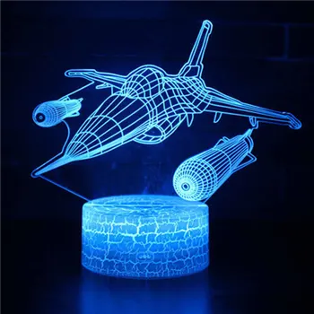 Cestujúci lietadla, téma 3D Lampa LED nočné svetlo 7 Farieb Zmeniť Dotyk Náladu Lampa Vianočný darček Dropshippping