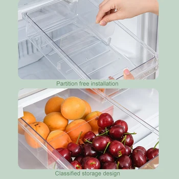 Chladnička vstavaná Zásuvka Úspora Priestoru Plastové Domácnosti Kontajner Skladovanie Kuchyňa Úložný Box SDF-LODE