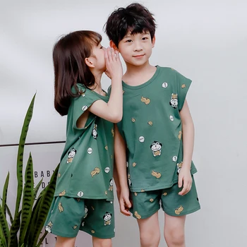 Chlapci Oblečenie detské Letné Pyžamo-Krátke rukávy Top+šortky Oblečenie nastaviť Deti Pyžamá Chlapci Dievčatá Pyžamo Dieťa Sleepwear Vyhovuje