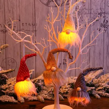 Christma Bábika Vianočné Osvetlenie Závesné Santa Gnome Oblečenie Pre Bábiku Vianočné Ozdoby Vianočné Elf Hračky Home Party Dekor Deti Darček 2021