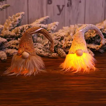 Christma Bábika Vianočné Osvetlenie Závesné Santa Gnome Oblečenie Pre Bábiku Vianočné Ozdoby Vianočné Elf Hračky Home Party Dekor Deti Darček 2021