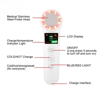 ColdHot Komprimovať Anti-aging Krásy Nástroj Ultrazvukové Ion Import Masážneho Prístroja Vrások, Odstránenie SkinLift Masér