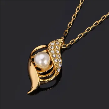 Collare Jedinečný Dizajn, White Simulované Pearl Náušnice, Náhrdelníky Sady Módne Zlatá Farba Drahokamu Šperky Sady Pre Ženy S613