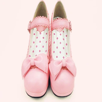 Cosplay sladké lolita Japonský Kawaii roztomilý princezná bowknot dievčatá topánky Victoria roztomilý Princezná lolita čipky vysokým podpätkom dievčatá topánky
