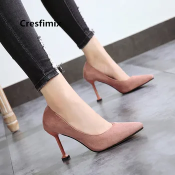 Cresfimix ženy móda vysoko kvalitné čierna stádo office vysokým podpätkom topánky lady roztomilé sladké ružové topánky femmes hauts talons a3418