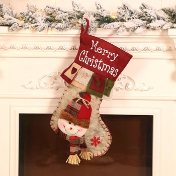 Cute Santa Claus Snehuliak Elk Vzor Vianočné Pančuchy Ponožky Dieťa Darček Cukríky Odkladacie Puzdro Vianočné Závesné Nezávislá Dovolenku Dekor