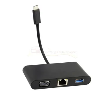 Cy USB-Typ C-C na VGA a USB OTG & Gigabit Ethnernet & Audio & Žena Nabíjací kábel Adaptér pre Notebook kábel