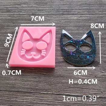 DIY Super Lesklý Self-defense Mačka Keychain Prívesok Odlievanie Silikónové Formy Hliny Remesiel, Takže Crystal Epoxidové Živice Plesní