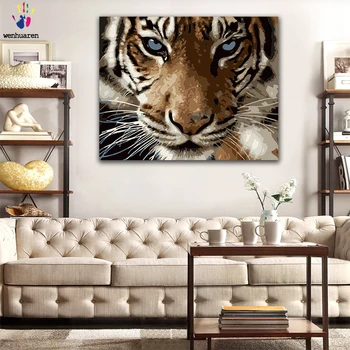 DIY farbív obrázky podľa čísla s farbami Divoký tiger close-up fotografiu kreslenie, maľovanie podľa čísel Domov rámovanie