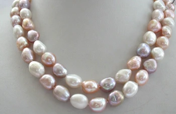 DOPRAVA ZADARMO>> ohromujúci 2rows VEĽKÝ barokový multicolor sladkovodné perlový náhrdelník