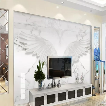 Dekoratívne tapety série Moderných jednoduché abstraktné štýl bieleho mramoru krídla tvar nástenná maľba pozadia na stenu