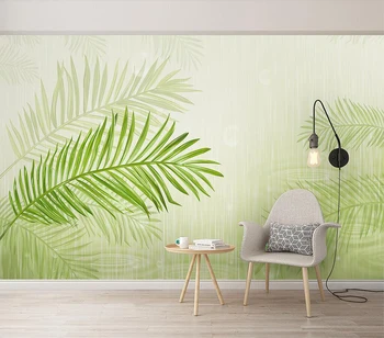 Dekoratívne tapety Čerstvé zelené rastliny akvarel leaf pozadí na stenu