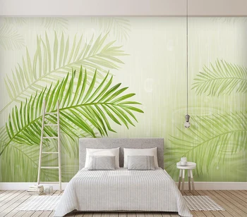 Dekoratívne tapety Čerstvé zelené rastliny akvarel leaf pozadí na stenu