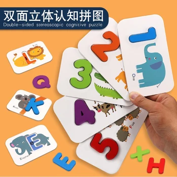 Deti Alfanumerický Vzdelávania Karty, Puzzle Žiarivo Farebné Dvakrát bočné Tlač Vzdelávania Slová Montessori Učebné Pomôcky