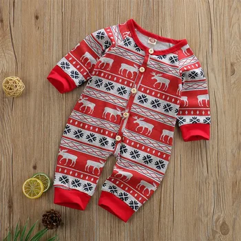 Detské Jarné, Jesenné Vianočné Oblečenie Novorodenca Chlapci Dievča Vianočné Oblečenie S Dlhým Rukávom Romper Oblečenie Santa Elk Kostýmy