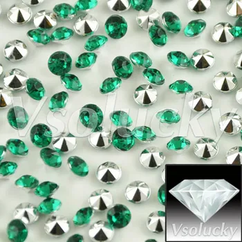 Diamond Konfety Zelená a Strieborná 1000pcs/taška 4.5 mm 1/3Carat Crystal Svadobný Stôl Scatter, Dekorácie, svadobné sprcha svadobné Party