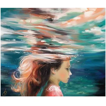 Dievča, Podmorský Abstraktné Visí Obraz, Plagát Plátno Tlačiť Maľovanie Na Stenu Umenie Obývacia Izba Domáce Dekorácie