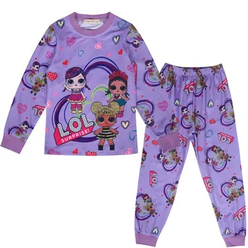 Dievčatá Lol Pyžamo Jeseň Zima Deti Deti Cartoon Oblečenie Bežné Sleepwear Dlhý Rukáv Bavlna Nightgown Sady pre Dievča