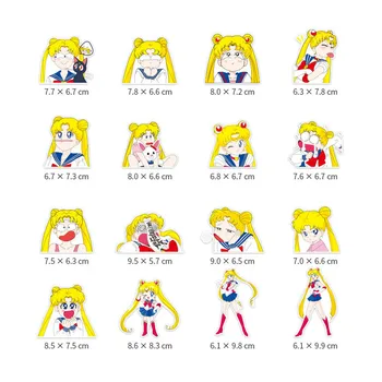 Dievčatá Lugguage Nálepky 16Pcs/Set Notebook Nálepky Anime Obtlačky Sailor Moon Pegatinas Chladnička Skateboard Miestnosti Zdobia Nepremokavé