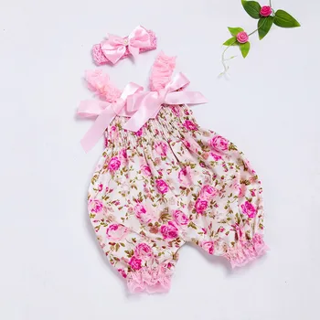 Dieťa novorodenec jumpsuit detské oblečenie dievča letné kvetinové jumpsuit baby girl romper s baby hlavový most oblečenie baby meisje kleding t5