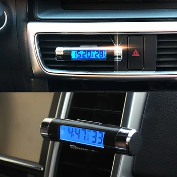 Digitálne Hodiny Auto LCD Teplota Teplomer Hodiny 2 V 1 Auto Digitálne programovacie Hodiny Air Vent Zásuvky Klip na Hodiny V Aute