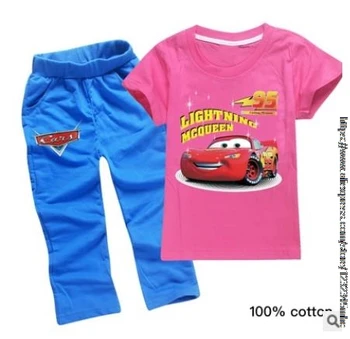 Disney 95 Auto Chlapčenské Odevy Sady Jeseň Bežné Bavlna T-Shirt Deti Oblečenie Set T-Shirt Dievčatá Hoody Nohavice Deti Nastaviť Oblečenie