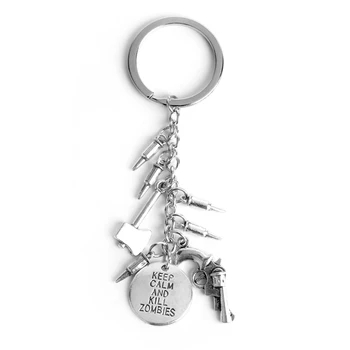 Dongsheng Walking Dead Keychain Keyring Držiak na Zbraň Bullet Sekera Udržať Pokoj A Zabiť Zombie Prívesky Keychains-50
