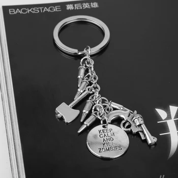 Dongsheng Walking Dead Keychain Keyring Držiak na Zbraň Bullet Sekera Udržať Pokoj A Zabiť Zombie Prívesky Keychains-50