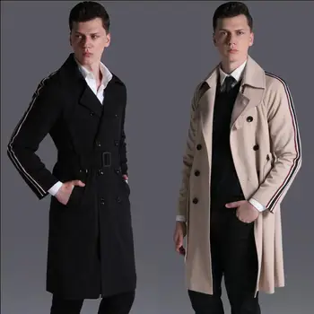 Doprava zadarmo 2020 nové dizajnér štíhle sexy zákopy srsti mužov kabát dlhý rukáv pánske oblečenie business vrchné oblečenie casaco masculino