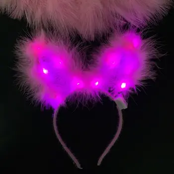 Dospelé Deti 10 LED Blikajúce Vianočné Party hlavový most Roztomilý Faux Pierko Dlho Bunny Uši, Vlasy Hoop Festival Dovolenku Tiara
