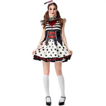 Dospelé Ženy, Strašidelné Krvavé Cirkus klaun Cosplay Žena Halloween Zombie Walking dead Kostýmy Karneval Purim Úlohu hrať party šaty